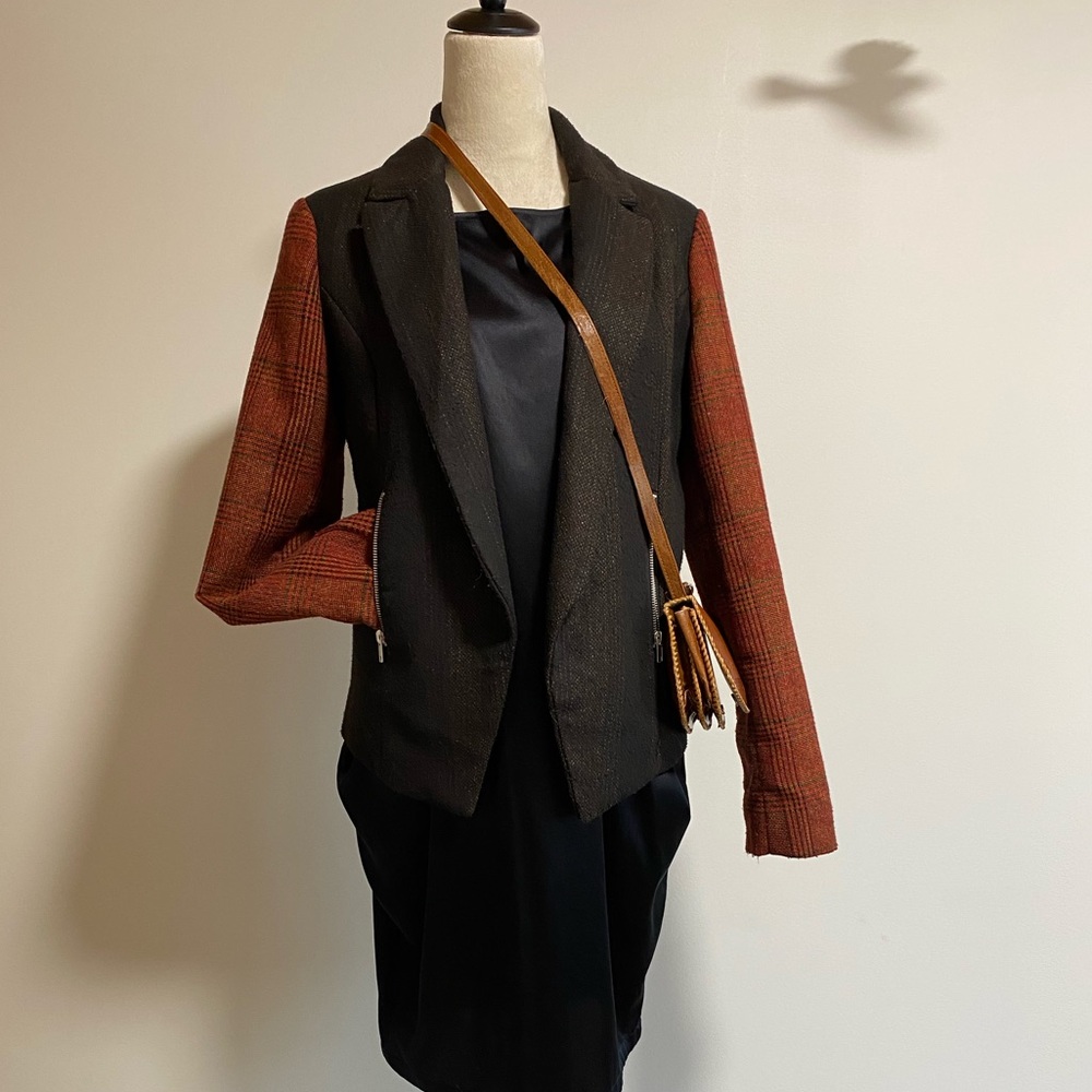 Vtg Tweed Open Jacket